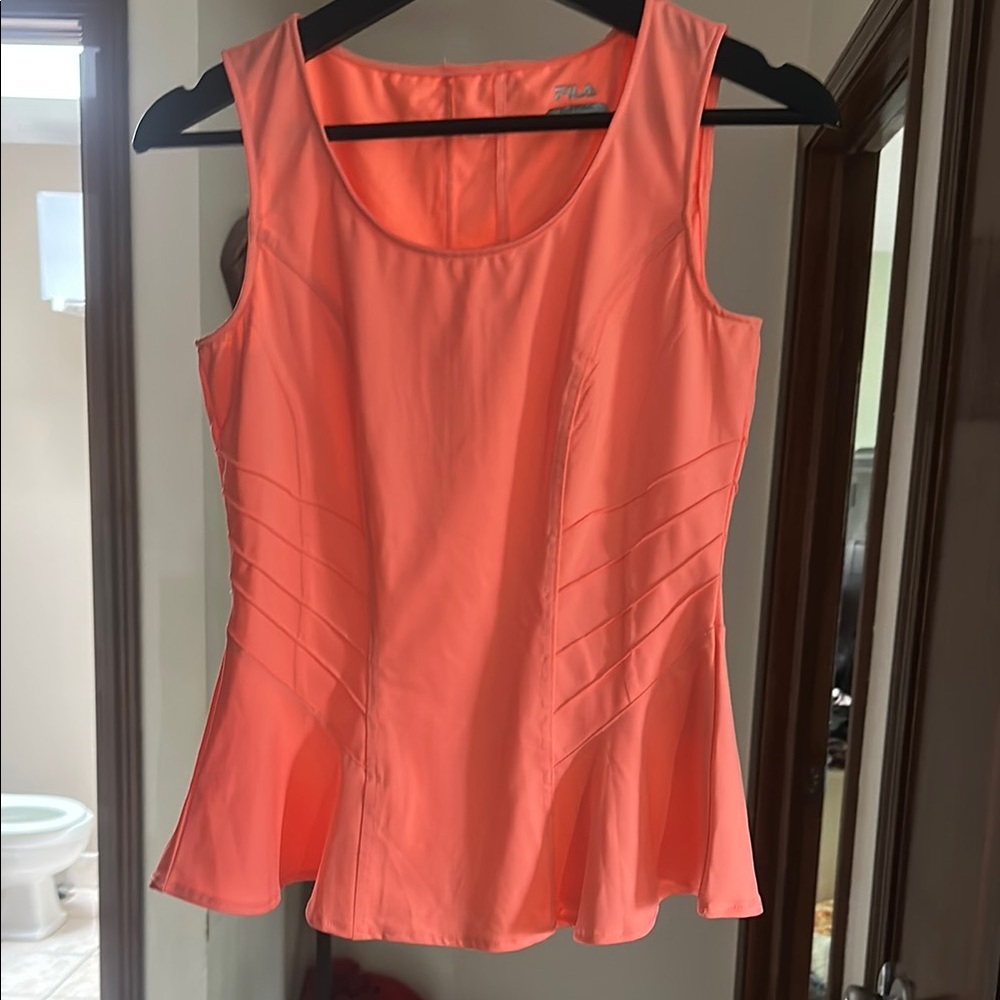Fila Orange Peplum Tank Top Fitted Style